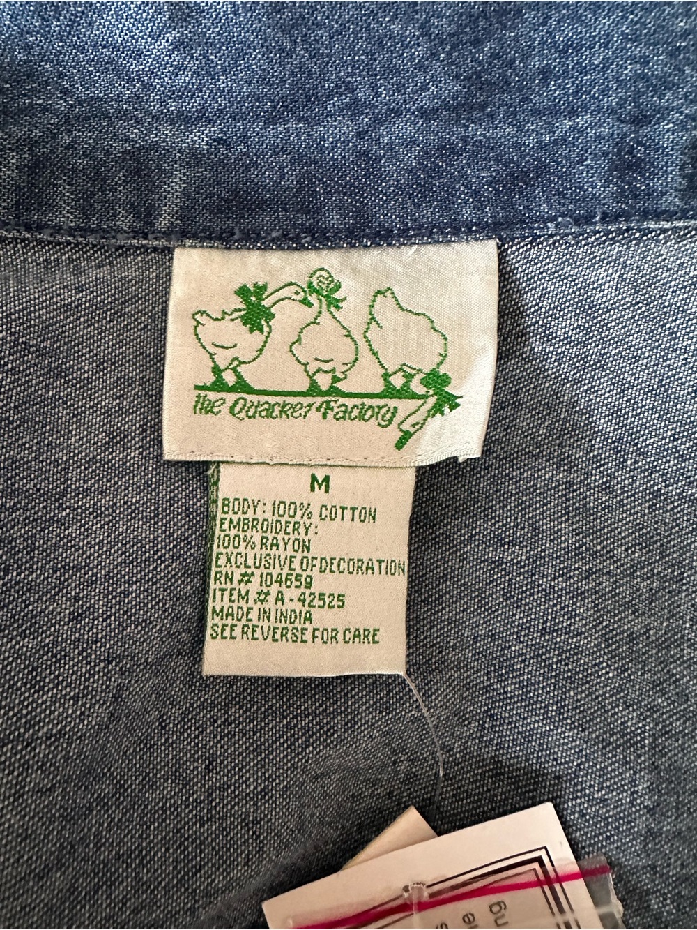 NWT Quacker Factory Blue Denim Jacket with Colorful Floral Embroidery - Picture 3 of 4